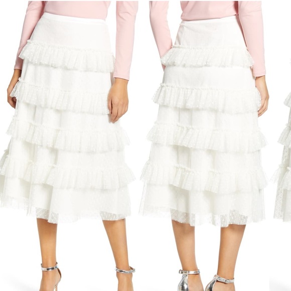 Rachel Parcell Tiered Dot Mesh Skirt NWT - Picture 4 of 10